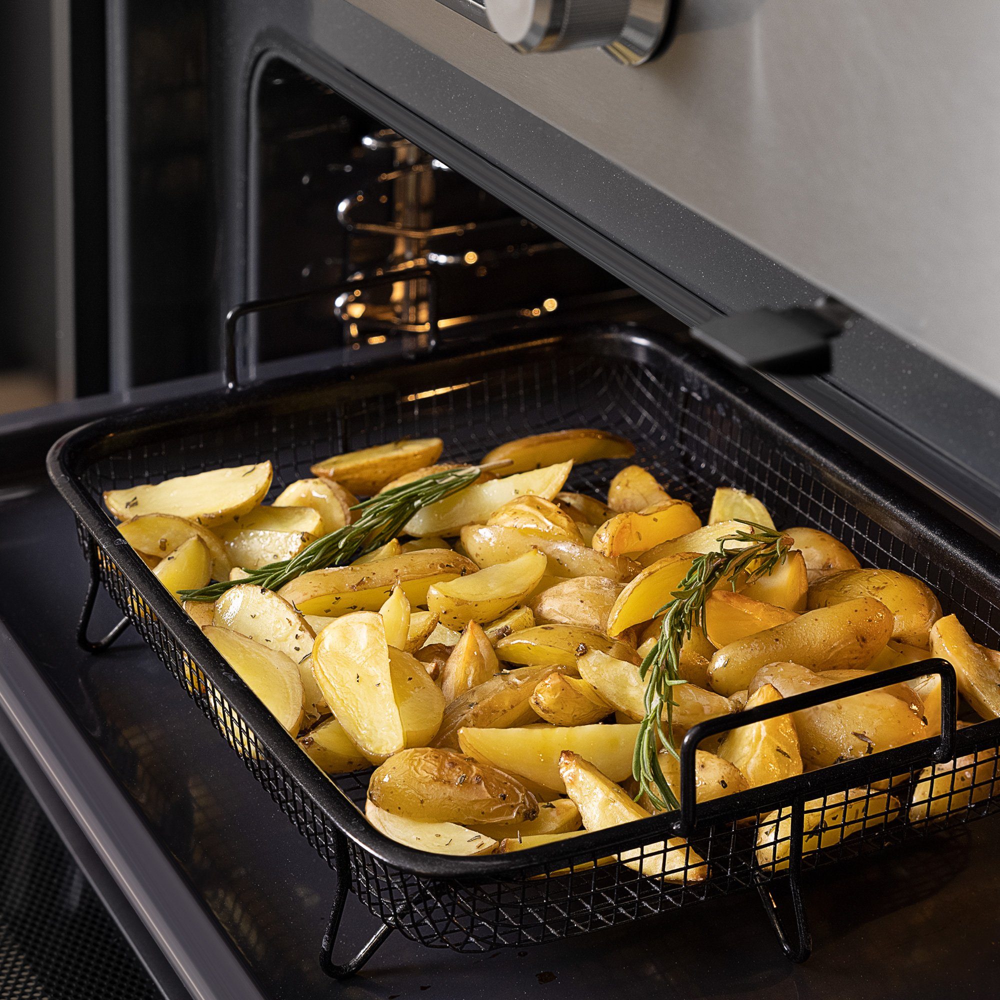 Navaris Backblech Grillkorb Gitter für Backofen - 32x22,5cm - Antihaftbeschichtung, Edelstahl
