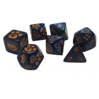 Kitten Polyhedral Dice Black (7)