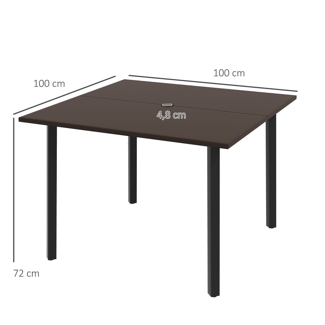 Outsunny Gartentisch Esstisch für Garten Quadratischer Balkontisch für 4 Person