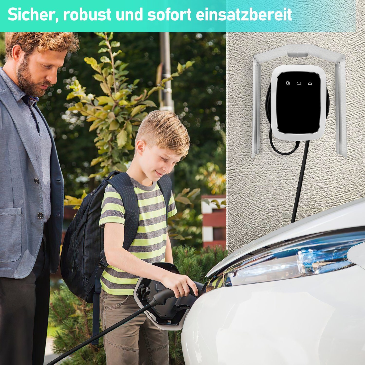 Lospitch Wallbox Wetterschutz Regenschutz Edelstahl Dach 45 x 40 x 20 cm Elektroauto-Ladestation-Halterung, (1-tlg)