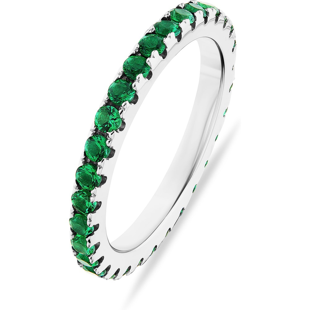 FAVS Bague pour femme 925 Argent vert Bague