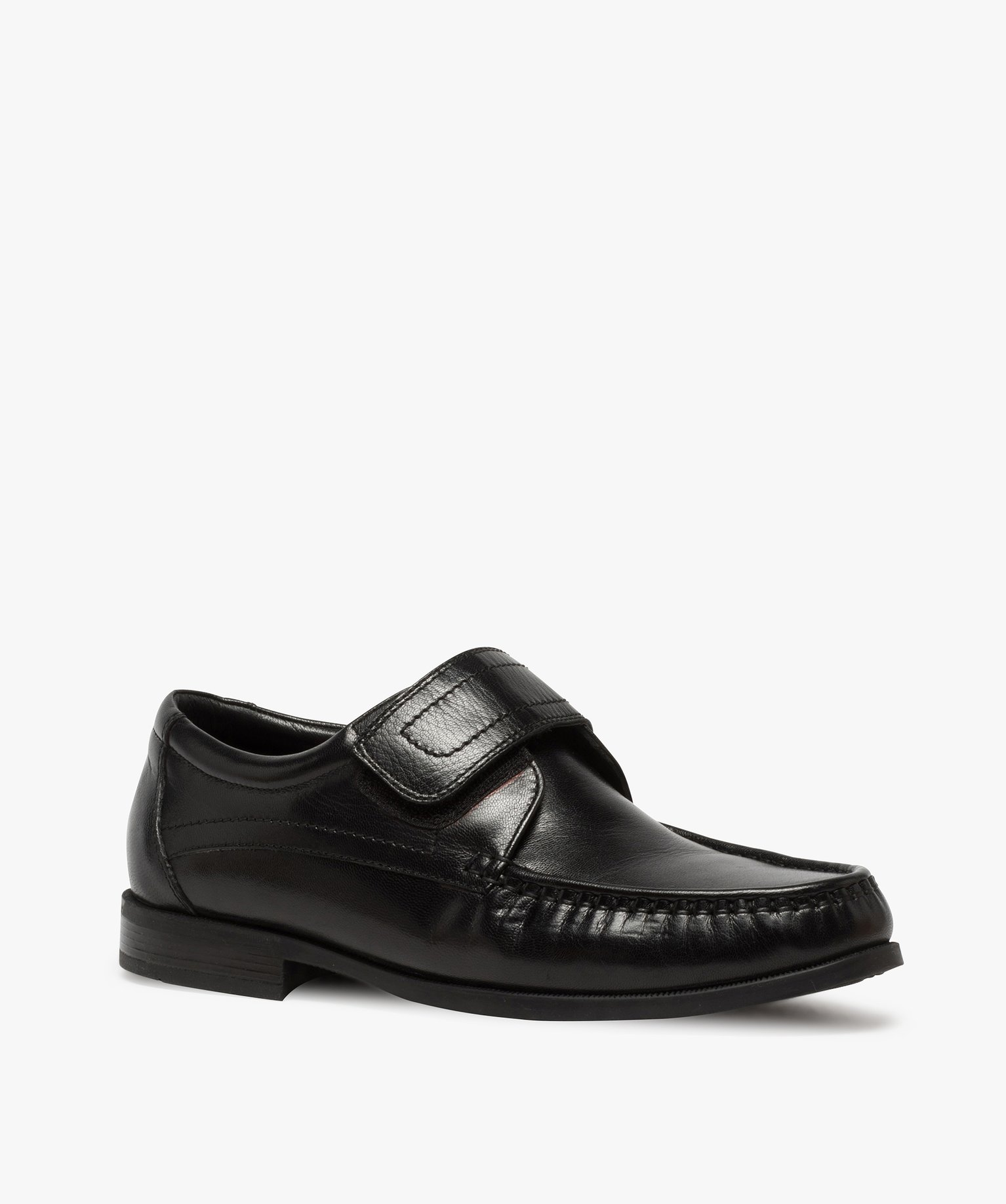 Mocassins homme dessus cuir fermeture à scratch noir | GEMO