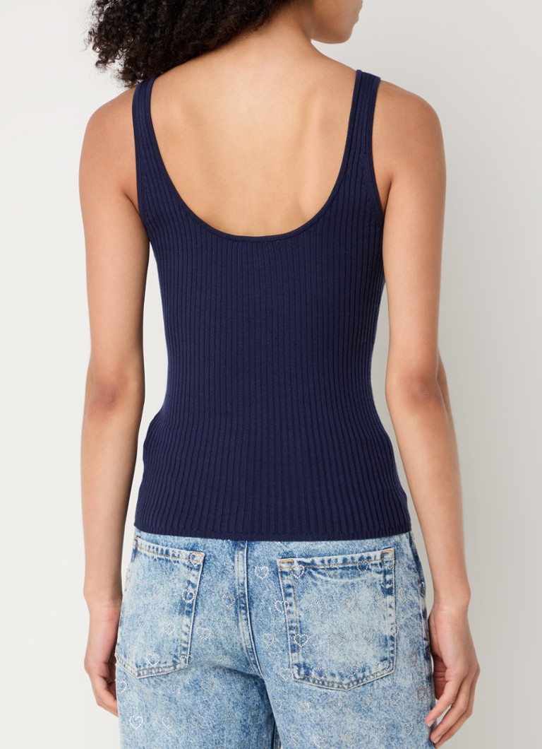 Sandro Ribbed silk blend top with buttonholes