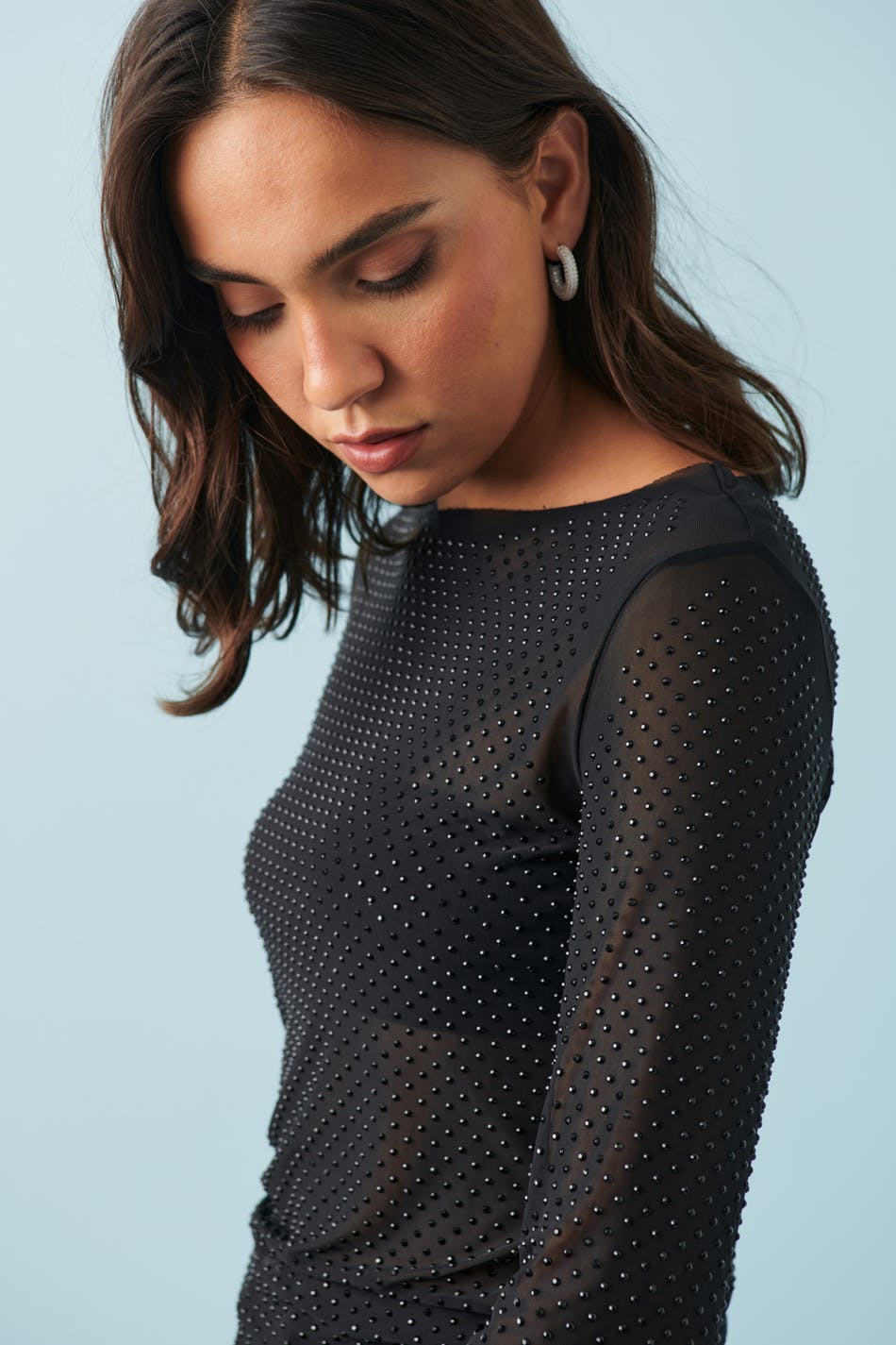 Mesh rhinestone top