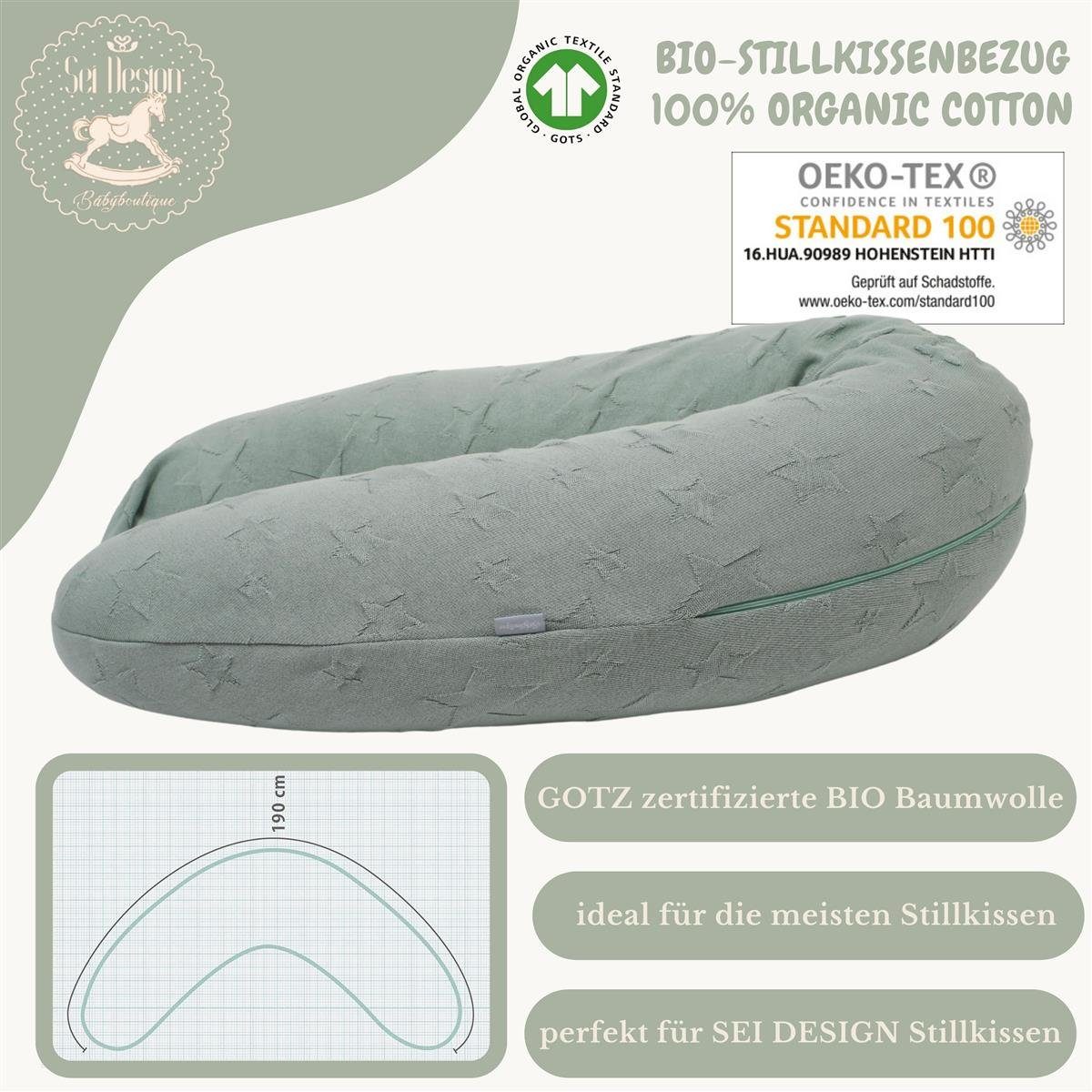 SEI Design Stillkissen Bio-Stillkissen 190x30 cm - 100% Kapok Füllung - Bezug 100% Bio Baumwo, Kissen + Bezug, Kapok + BIO Baumwolle