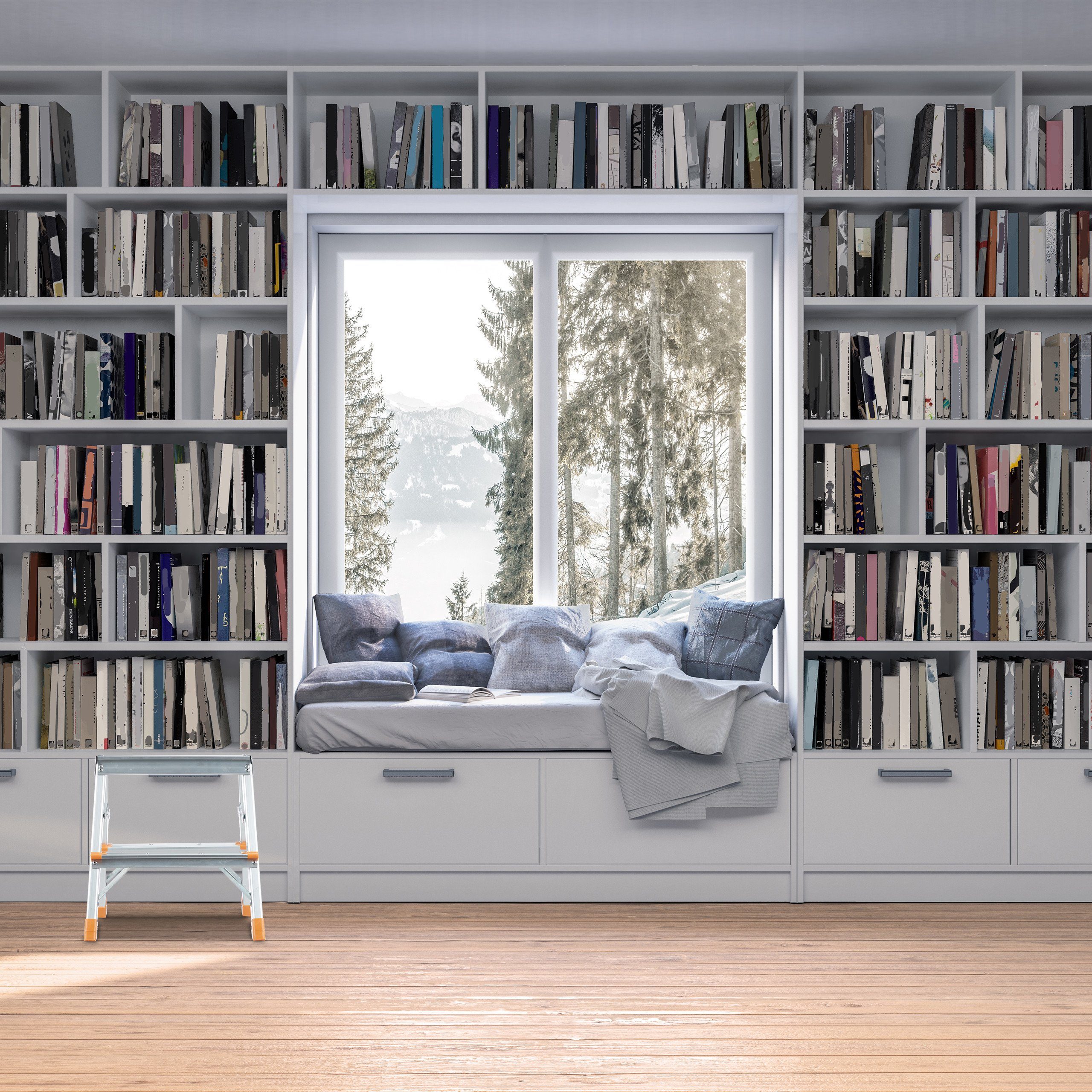 relaxdays Bockleiter Doppelseitige Trittleiter aus Aluminium, 2 Stufen