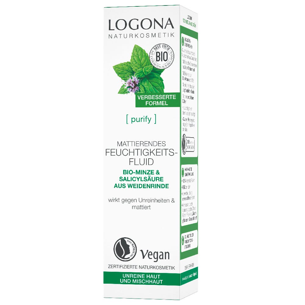 LOGONA Mattierendes Feuchtigkeitsfluid Bio-Minze & Salicylsäure 30 ml
