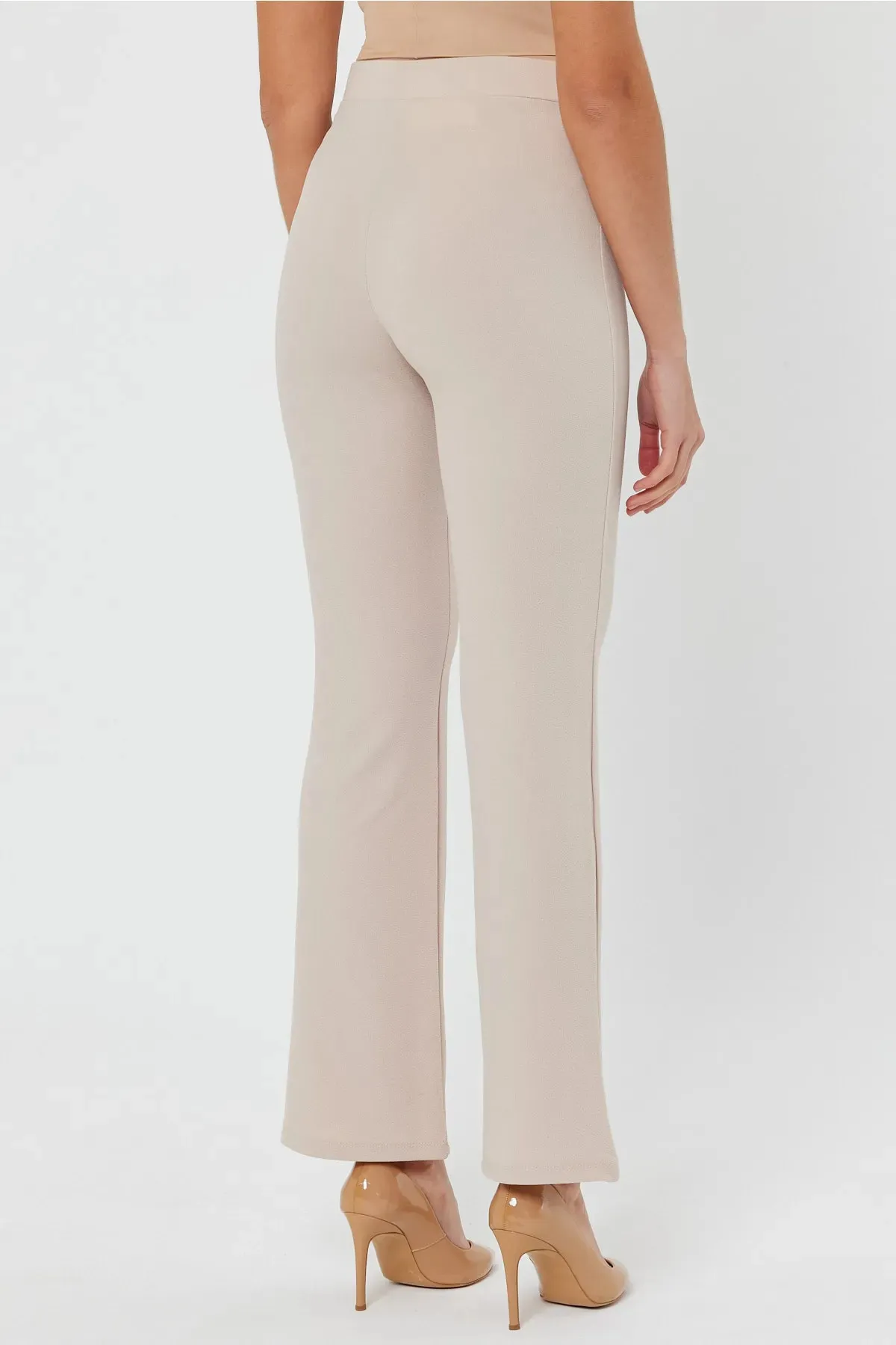 HAKKE  Damen-Palazzo-Hose mit hoher Taille, gerafftem, ausgestelltem Bein