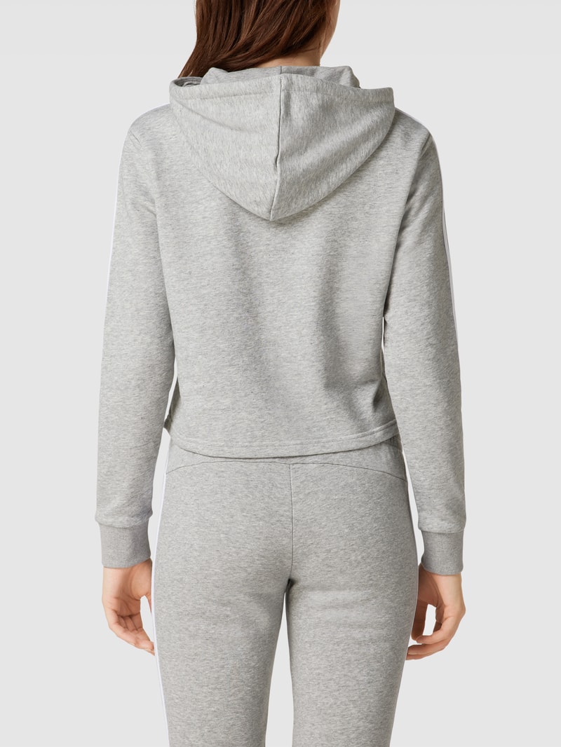 Hoodie mit Logo-Stitching in hellgrau meliert