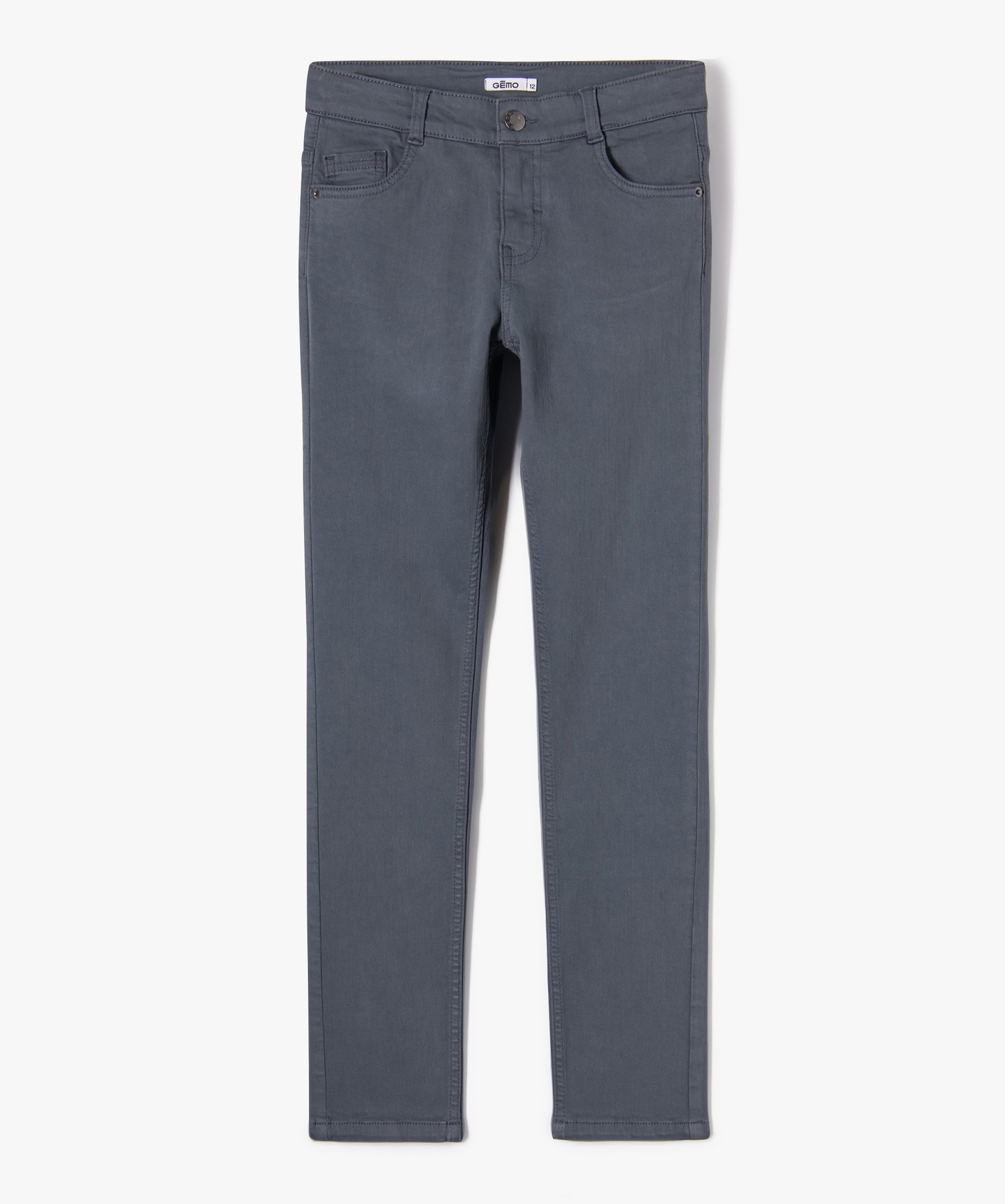 Pantalon en coton stretch coupe slim 5 poches Garçon bleu | GEMO