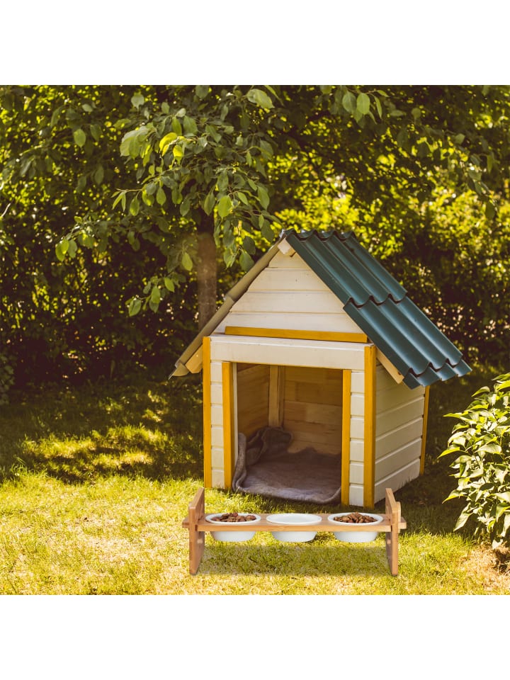 relaxdays Futterstation Hunde in Natur/ Weiß - (B)54 x (H)16,5 x (T)16 cm günstig kaufen onesize