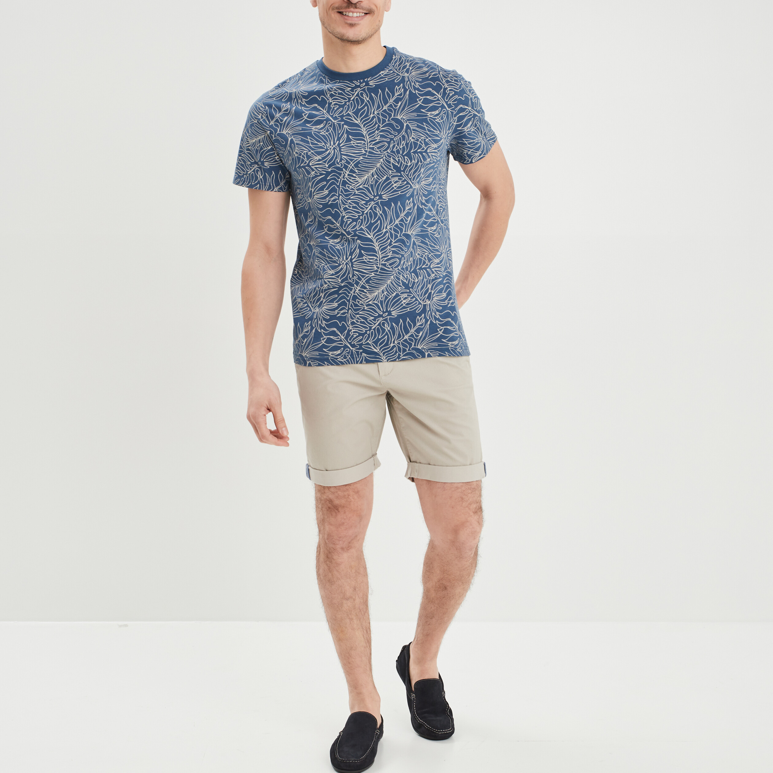 T-shirt manches courtes bleu pétrole homme | La Halle