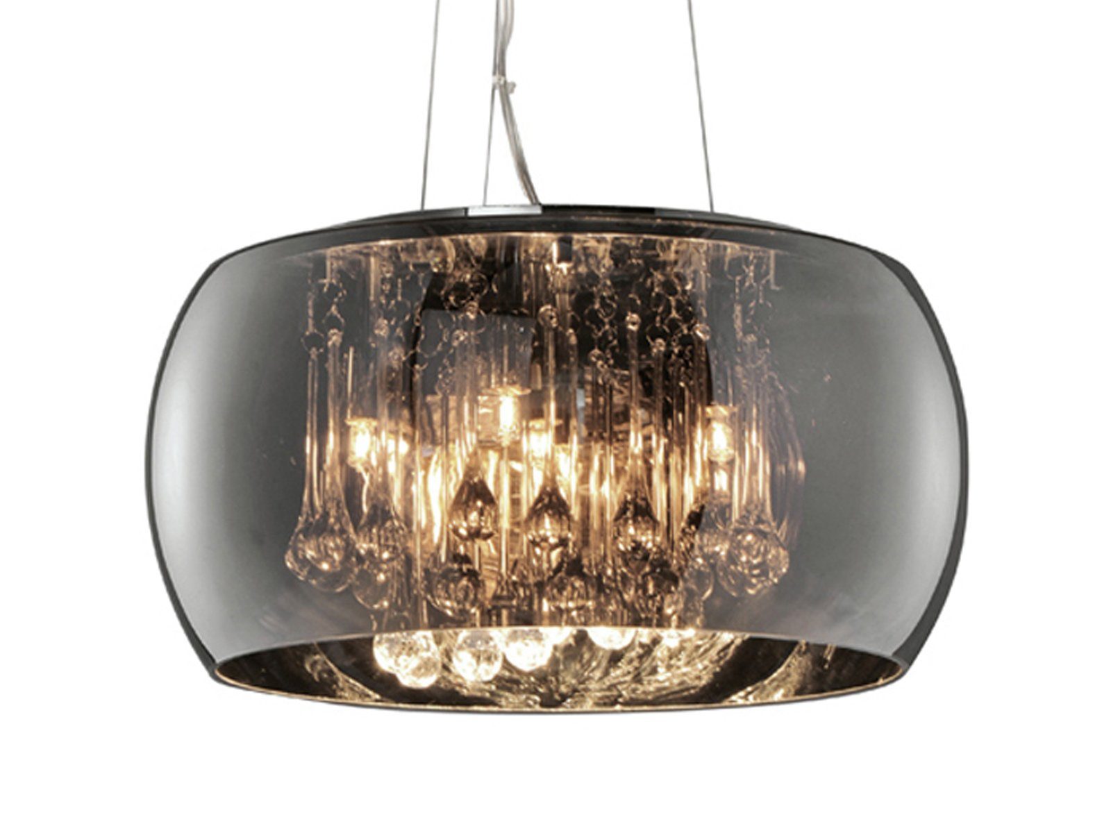 meineWunschleuchte LED Pendelleuchte, LED wechselbar, Warmweiß, Designer-lampen Lampenschirm Rauch-glas Kristall übern Esstisch, Ø40cm