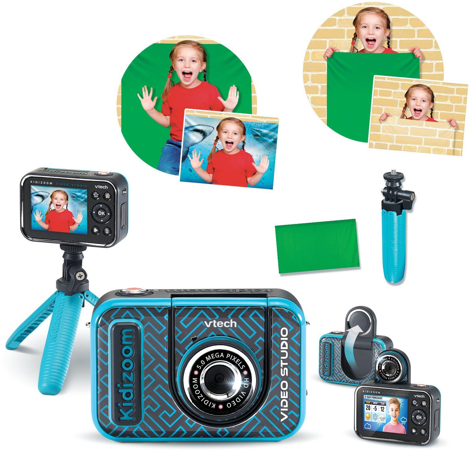 Vtech® KidiZoom Video Studio HD Kinderkamera (5 MP, inkl. Selfie-Funktion und Ministativ)