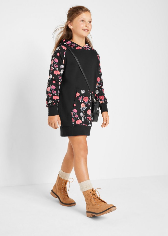 Mädchen Sweatkleid mit Kapuze