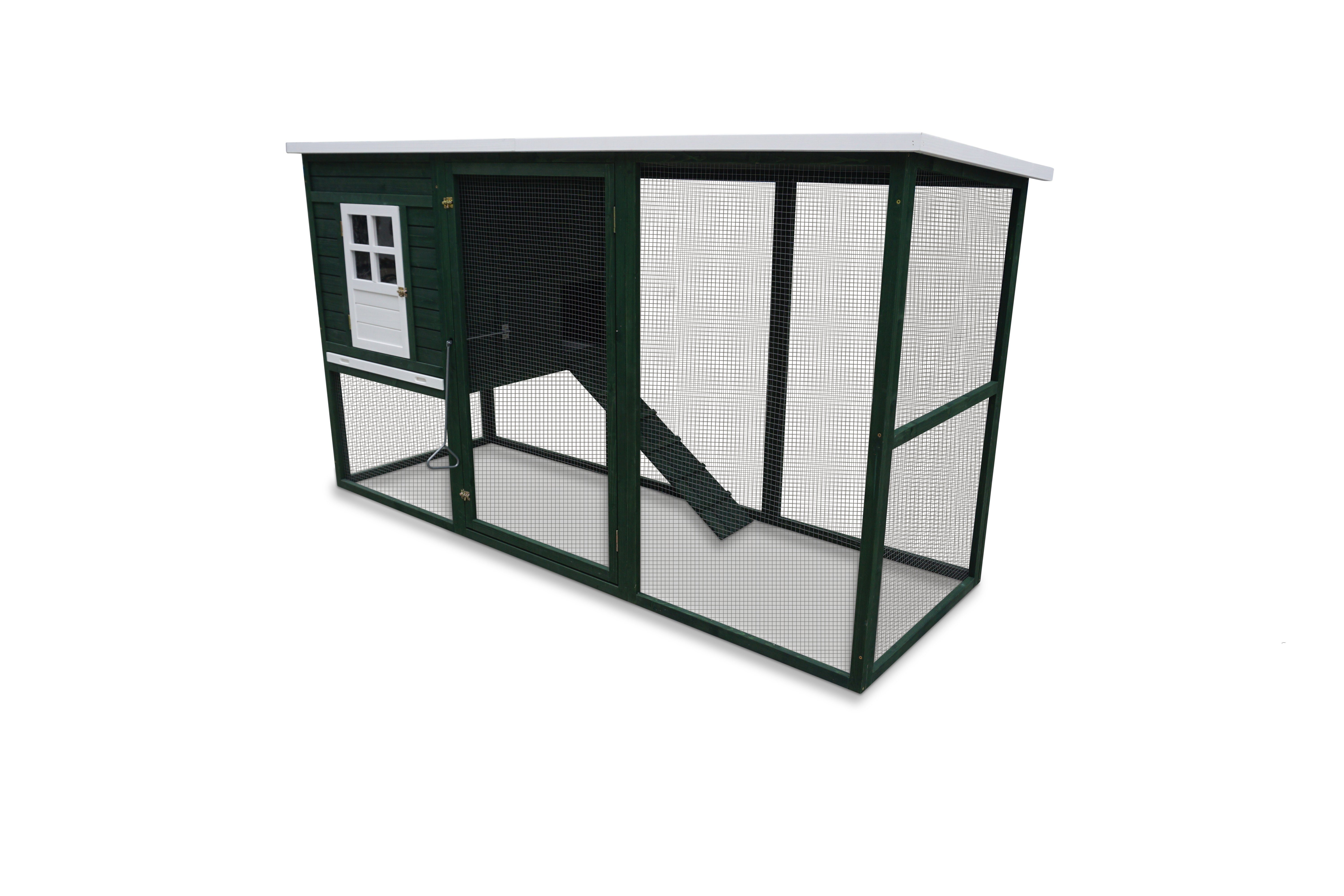 ELMATO Kleintierstall Elmato 11015 Hasenstall XL Käfig mit Freilauf grün, 233x85x127cm