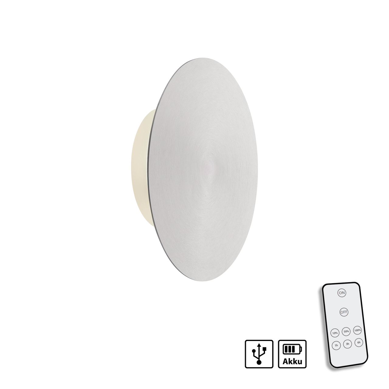 Paul Neuhaus LED Wandleuchte AKKU PUNTUA, Akkubetrieb, Klettverschluss, aluminium