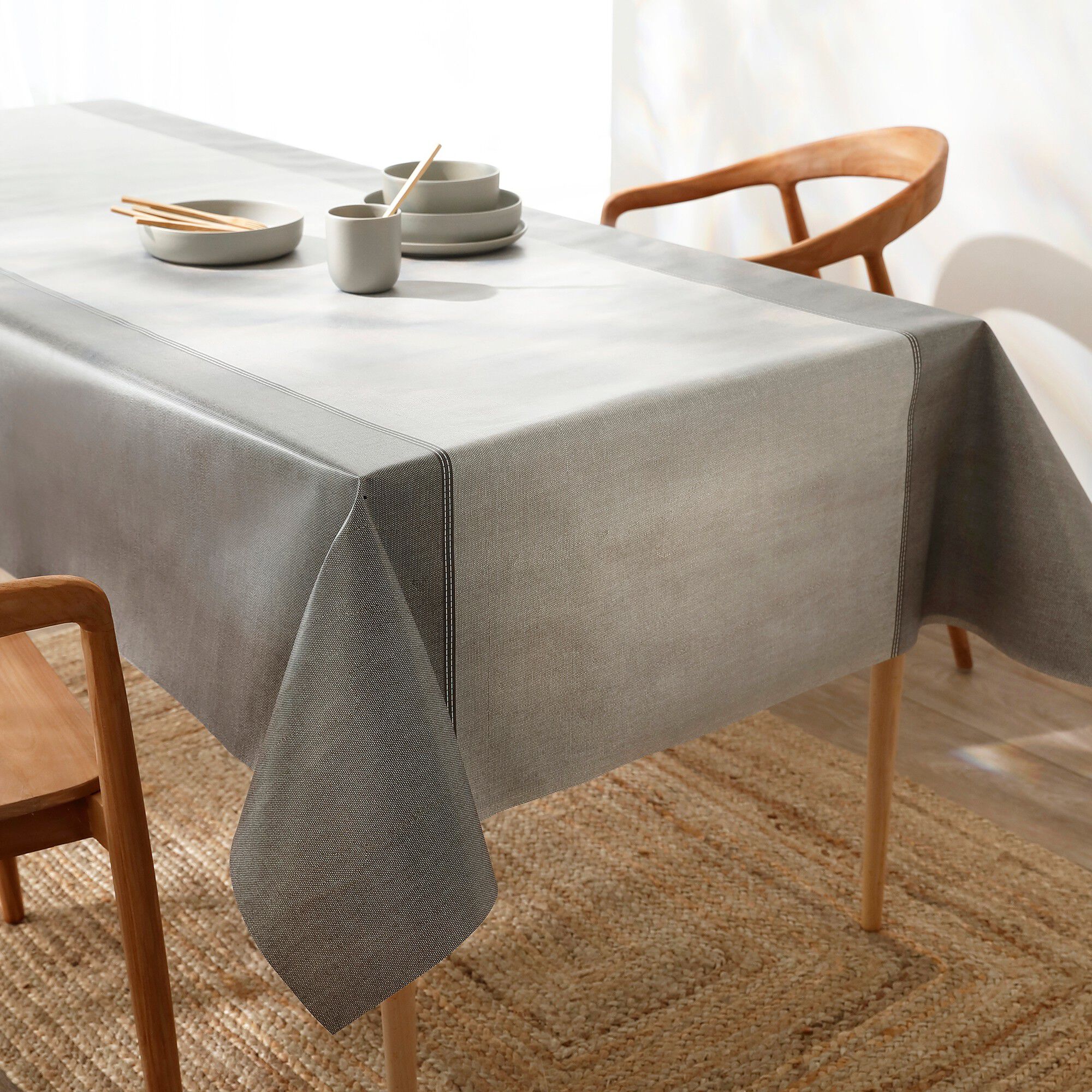 Nappe toile cirée imprimée faux-uni