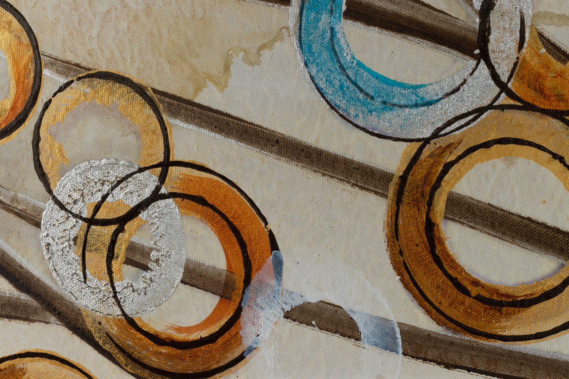 KUNSTLOFT Gemälde Herbstblues 140x70 cm, Leinwandbild 100% HANDGEMALT Wandbild Wohnzimmer