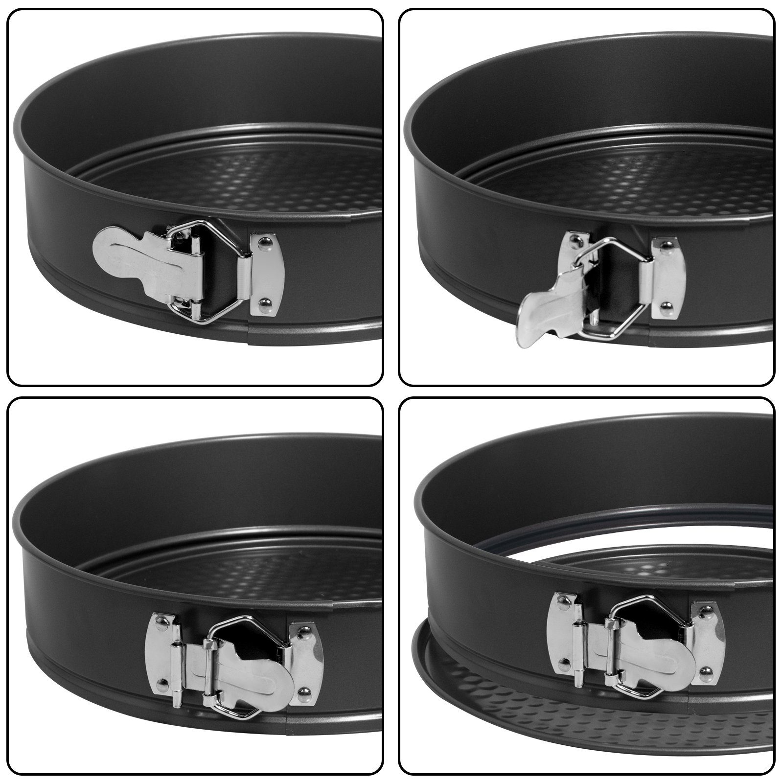 SunJas Backform HG400, Springform Kuchenform Brotbackform rund 28cm 26cm 20cm Set