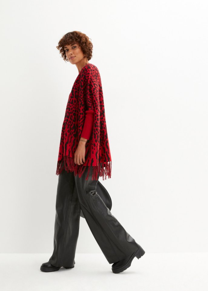 Poncho-Pullover mit Animal-Design