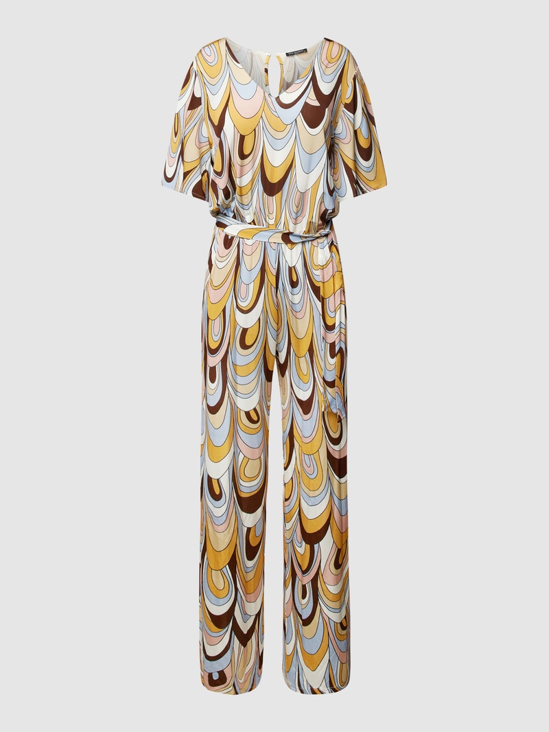 Jumpsuit mit Allover-Muster in hellbraun