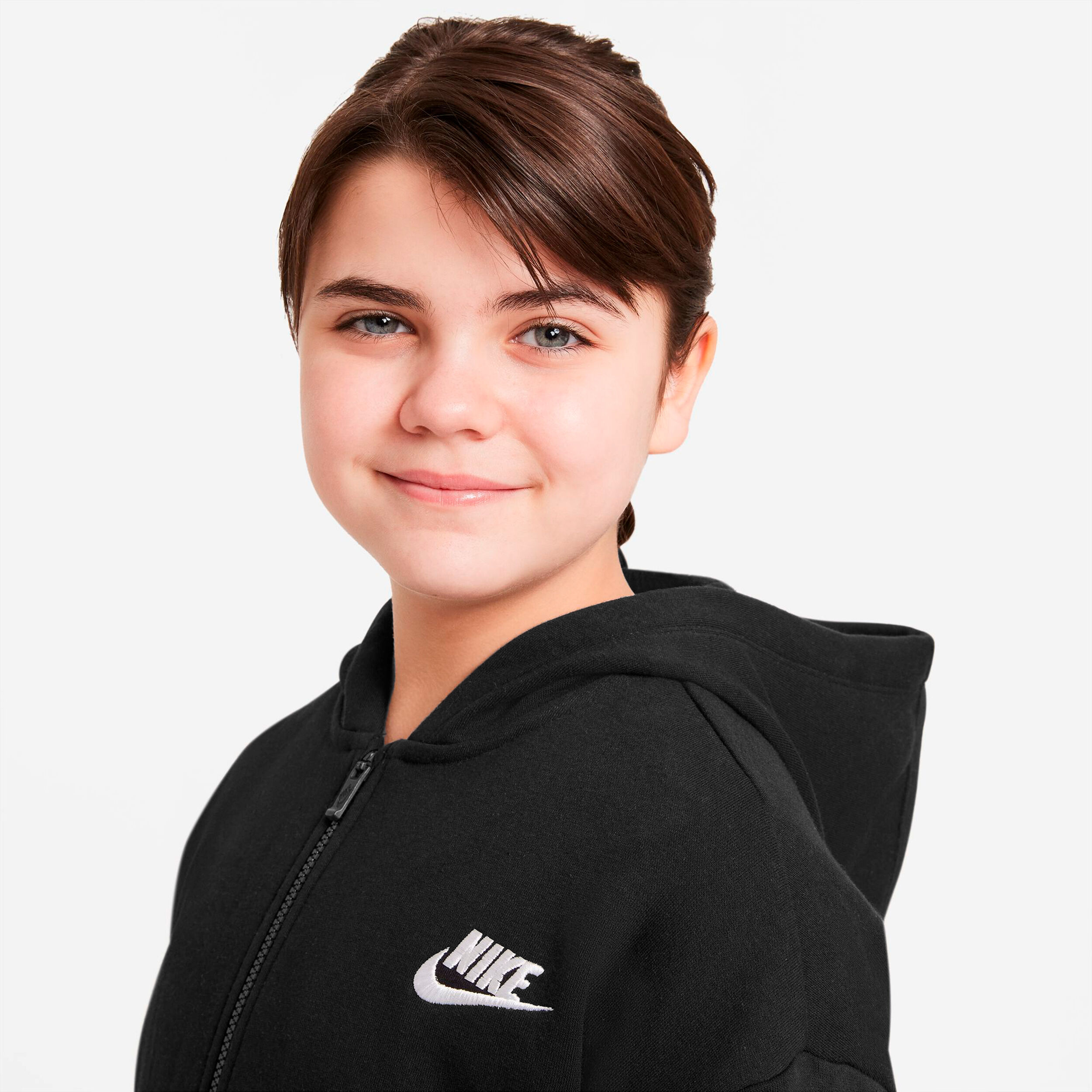 Sportswear Club Fleece Sweatjacke Mädchen - Schwarz, Weiß