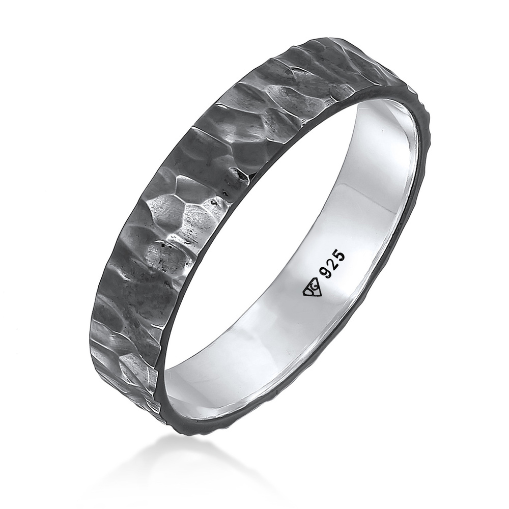 KUZZOI KUZZOI Bague Hommes Bande Organique structuré en argent sterling 925 Bague