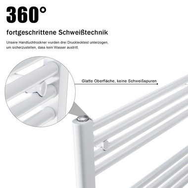 ELEGANT Badheizkörper Handtuchtrockner Handtuchwärmer Mittelanschluss, Weiß, mit/ohne Thermostat