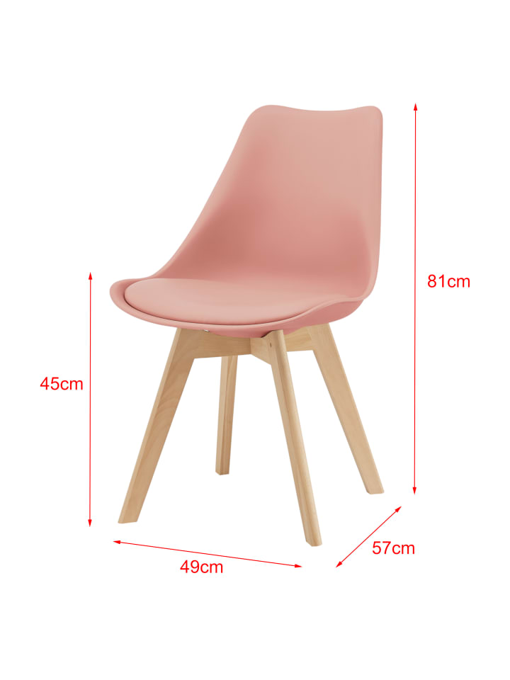 en.casa 2er-Set Esszimmerstuhl Fläten in Rosa (H)81cm (B)49cm (T)57cm günstig kaufen onesize