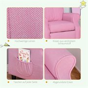 HOMCOM Kindersofa Kindercouch Kindersessel Stuhl Liegesofa verstellbar mit Fußstütze für 3-8 Jahre Jungen und Mädchen Rosa 58x53x70cm