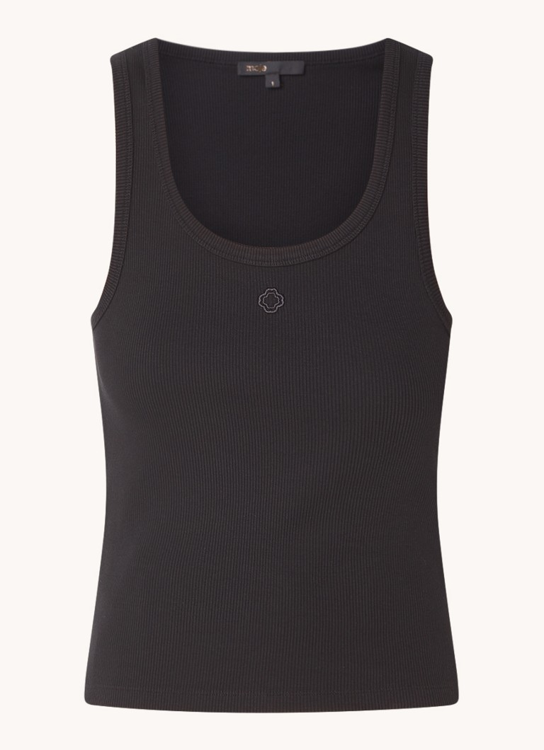 Maje Tanktop with ribbed structure and logo embroidery