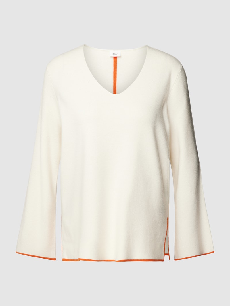 Strickpullover mit V-Ausschnitt in ecru
