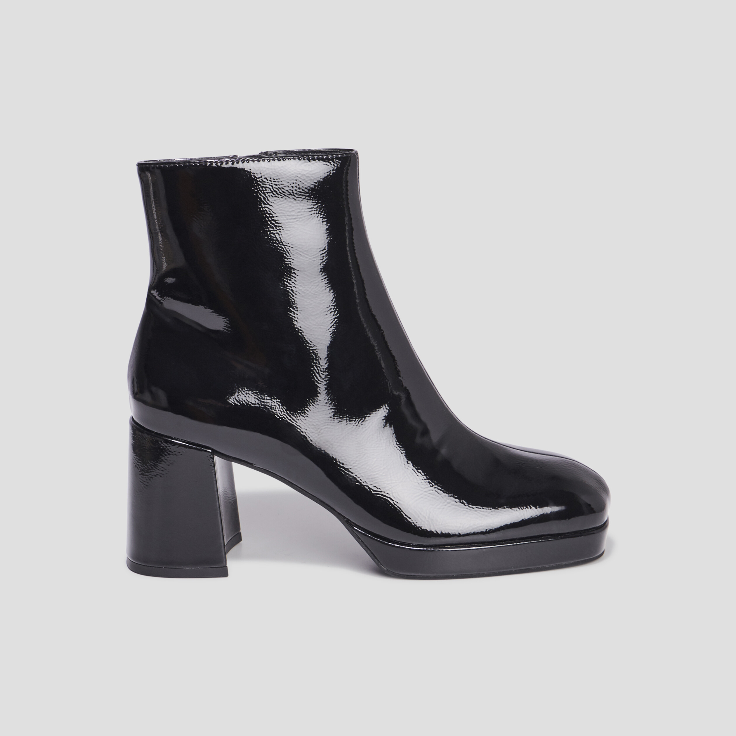 Bottines plateformes vernies à talons noir femme | La Halle