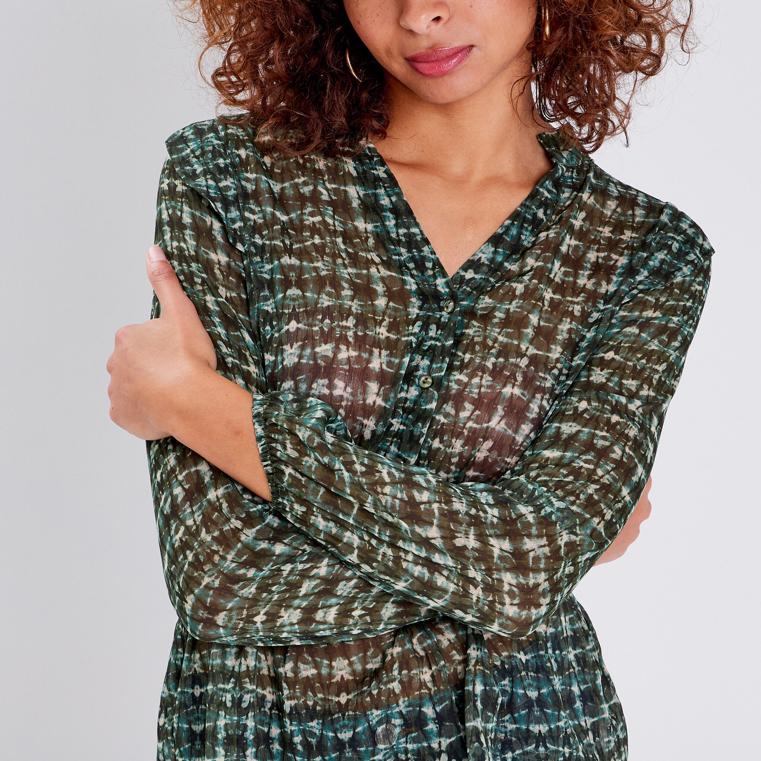 Blouse manches longues blanc femme | Cache Cache