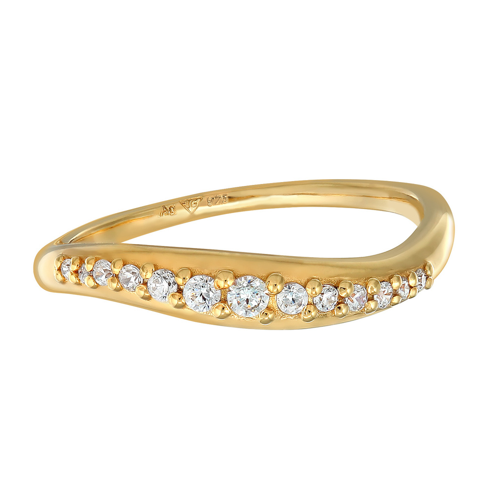 Elli Elli Bague Femmes Piles Courbes Élégant avec cristaux de zirconium en argent ster Bague