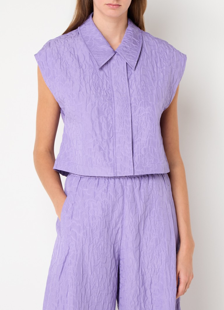 Essentiel Antwerp  Mouwloze cropped blouse met jacquard dessin