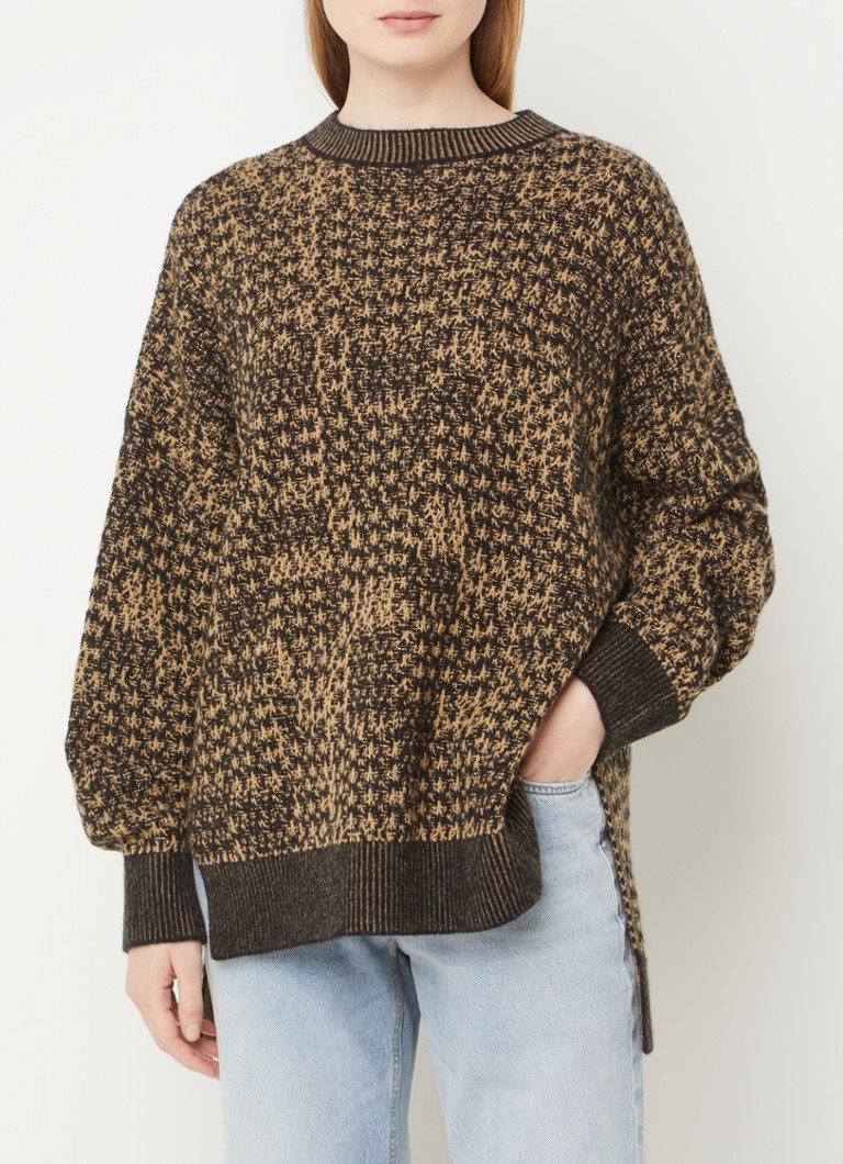 CLOSED  Oversized trui in alpaca wolblend met ingebreid patroon