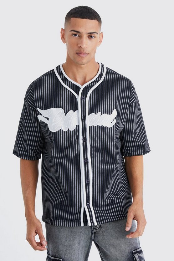 Oversize Official Baseball-Hemd mit Nadelstreifen