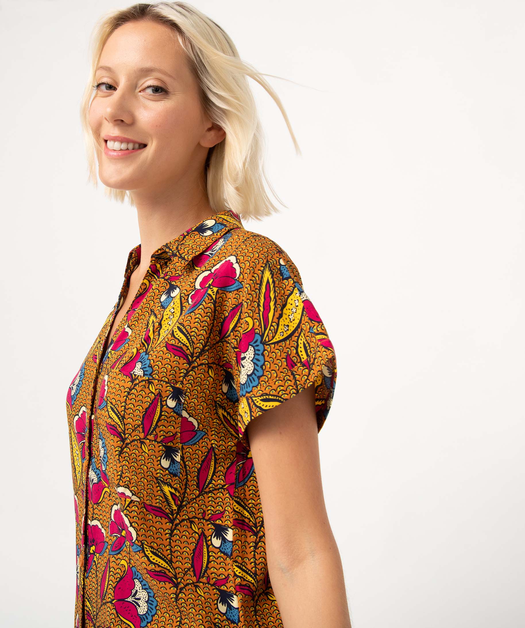 Chemise femme imprimée à manches courtes multicolore | GEMO