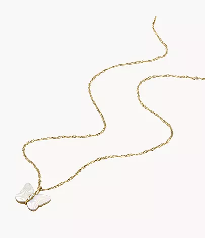 Fossil Kette Sutton Radiant Wings Butterfly Perlmutt weiß