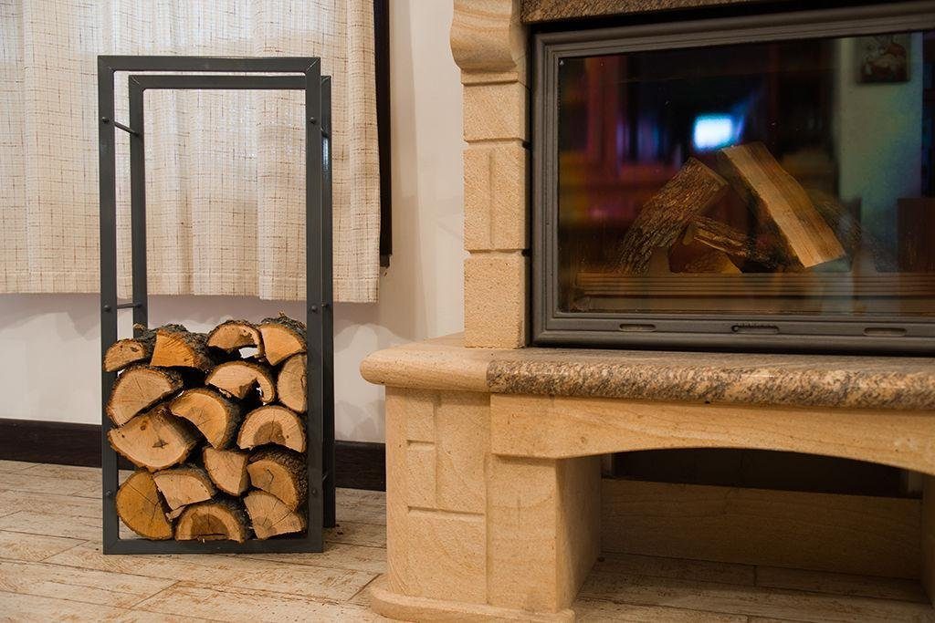DanDiBo Kaminholzregal Kaminholzregal Kaminholzständer 100 cm Grau 80003 Holzkorb Kaminholzhalter Regal