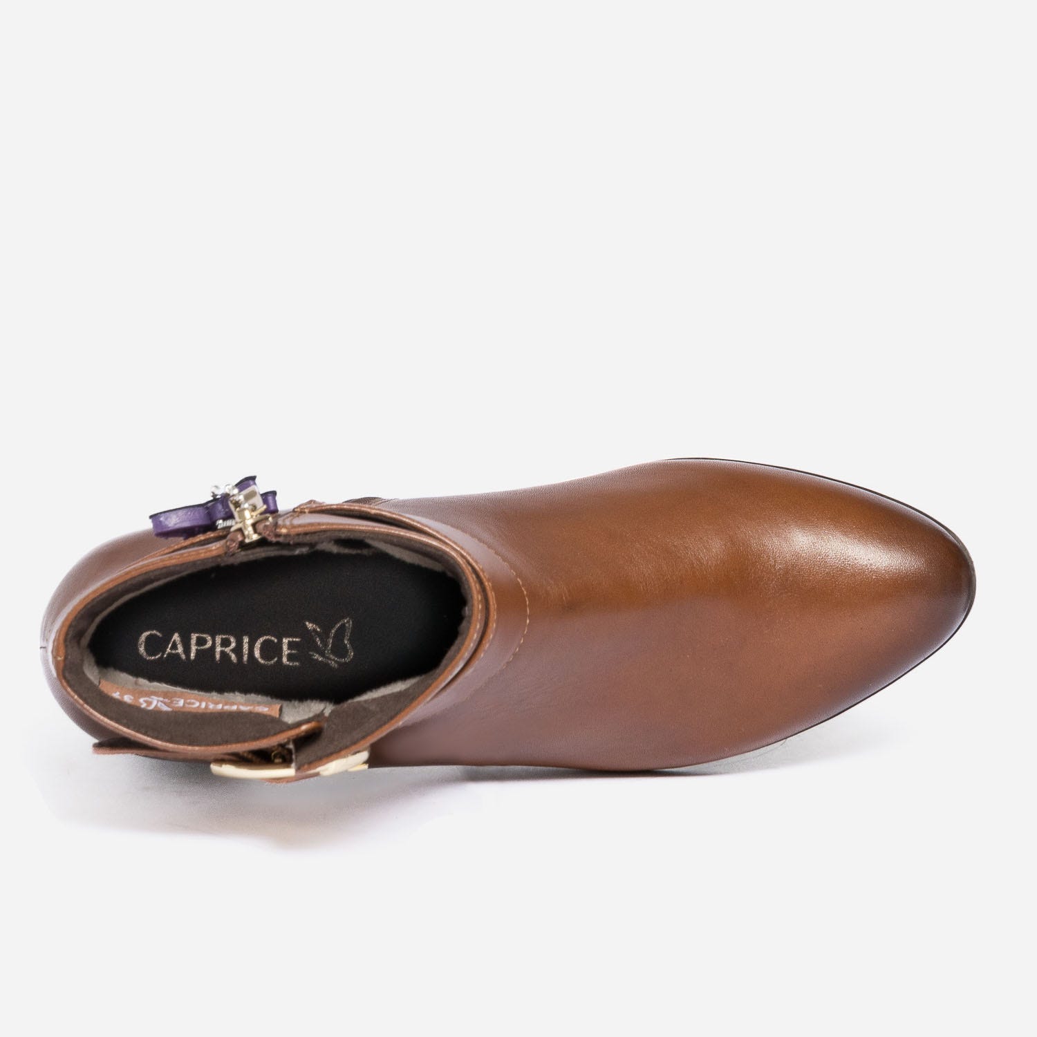 Boots CAPRICE cognac en cuir avec bride