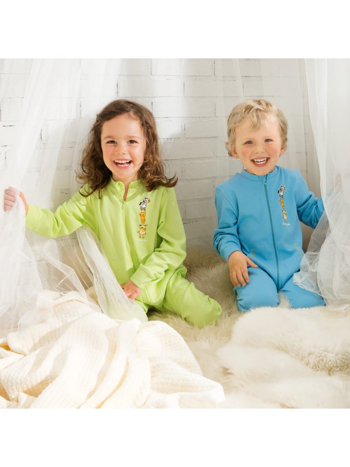 Erwin Müller Interlock-Jersey Kinder-Schlafoverall 2er-Pack in grün/türkis günstig kaufen