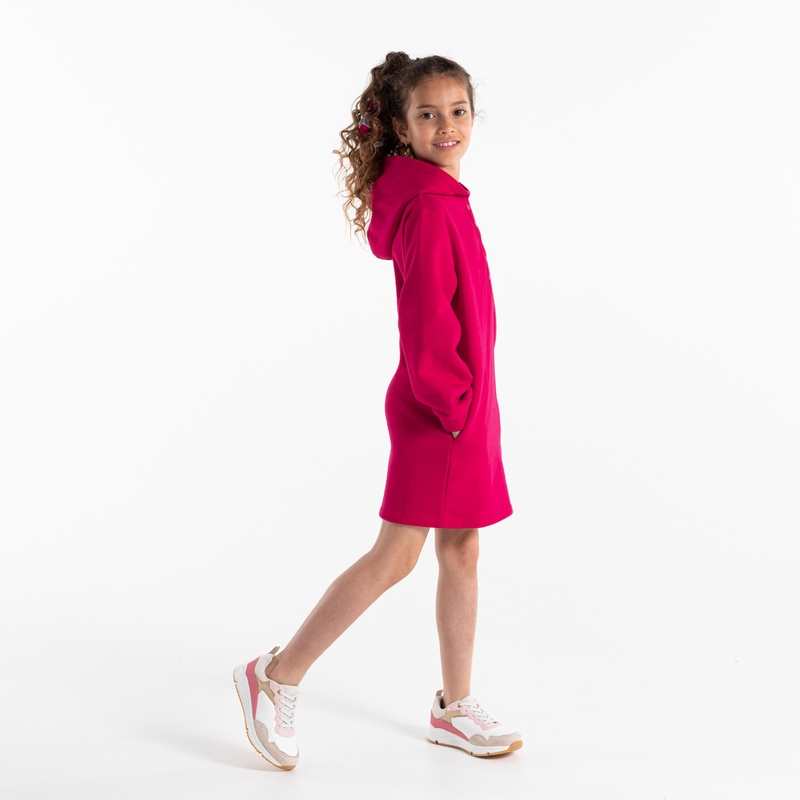 Robe sweat-shirt à capuche rose fille