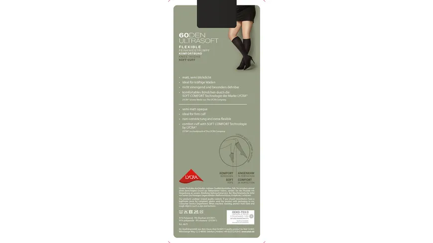 disée Damen Kniestrümpfe Curves 60 DEN SCHWARZ