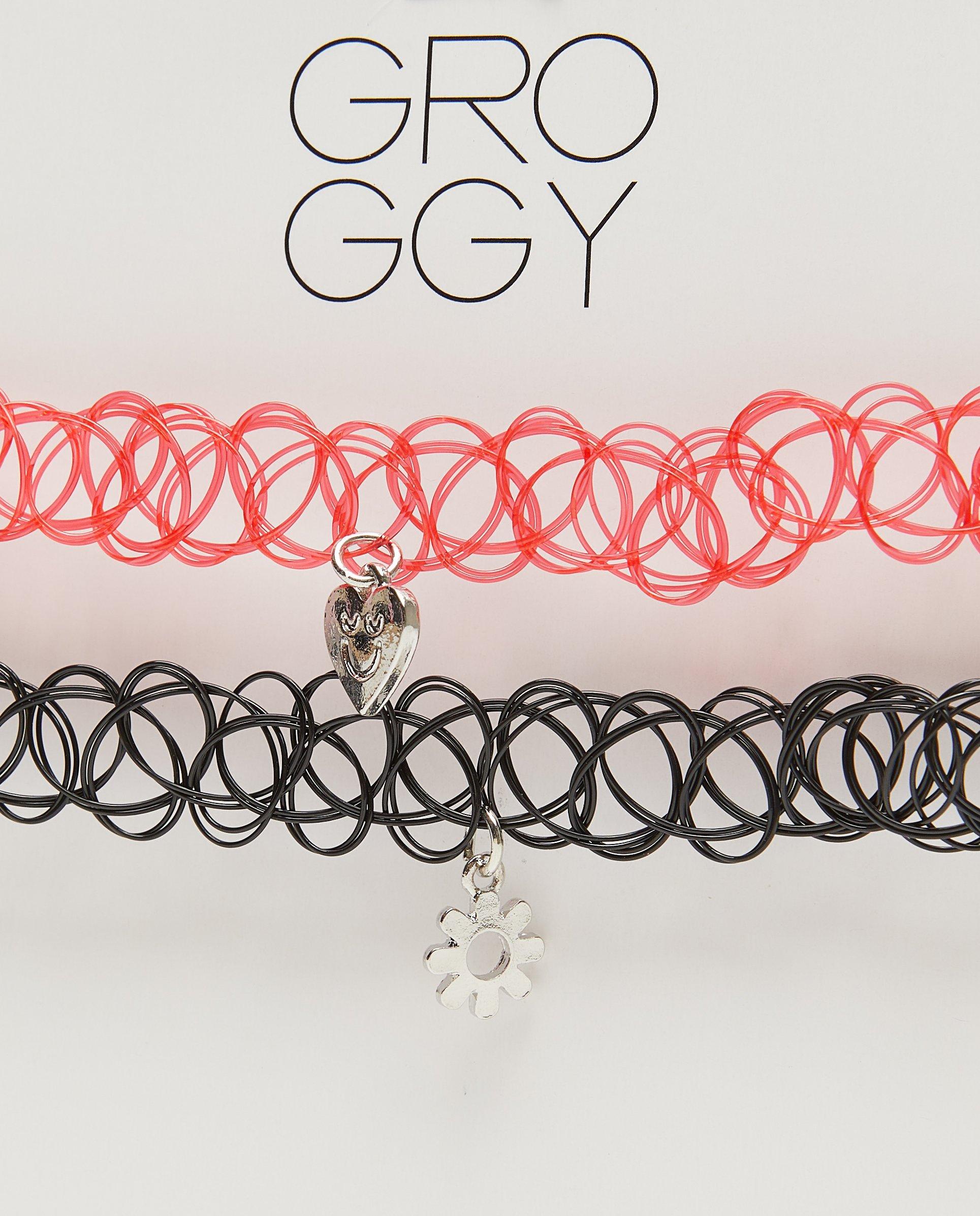 Set de 2 coliere tip choker Groggy, albe