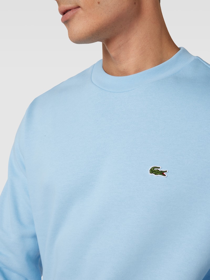 Sweatshirt mit Logo-Stitching in hellblau