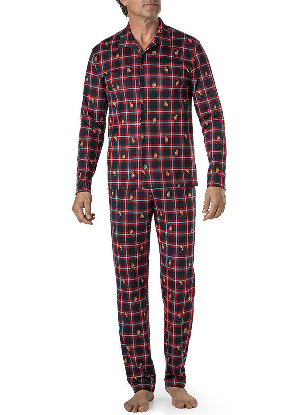 CALIDA, Pyjama, Bio Baumwoll-Jersey, rot gemustert