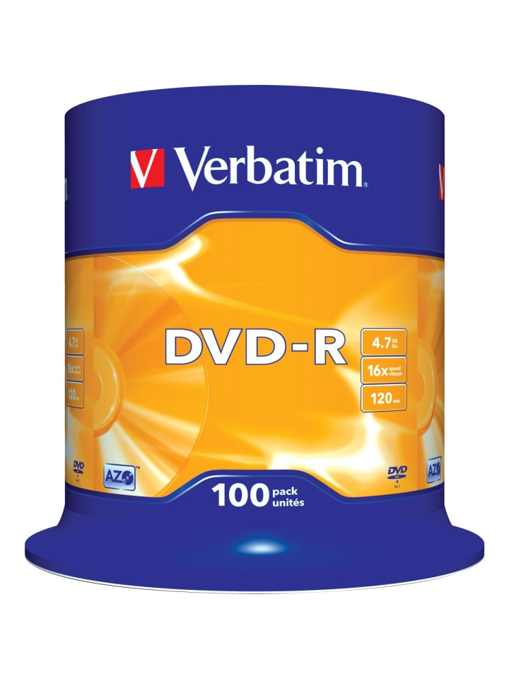 COFI 1453 Verbatim DVD-R 4.7GB/120Min/16x Cakebox (100 Disc) in Blau günstig kaufen onesize